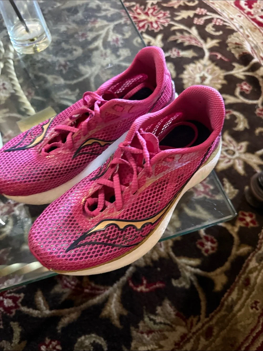 Saucony Hot Pink Women's Athletic Running Shoes with White Sole